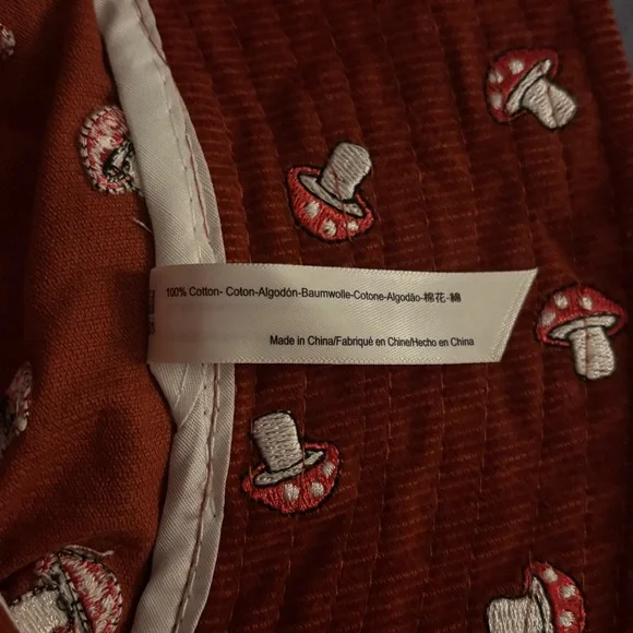 Urban Outfitters Orange Mushroom Embroidered Corduroy Bucket Hat - Picture 2 of 2